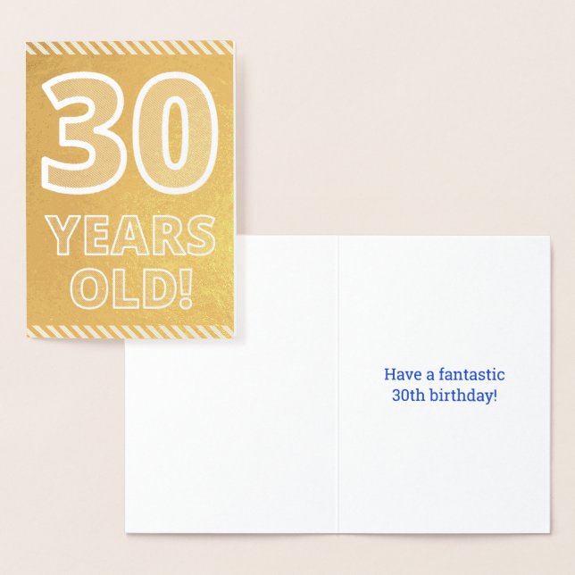 Dorée 30ème anniversaire : Grave "30 ans !" Carte Gold F (Affichage)