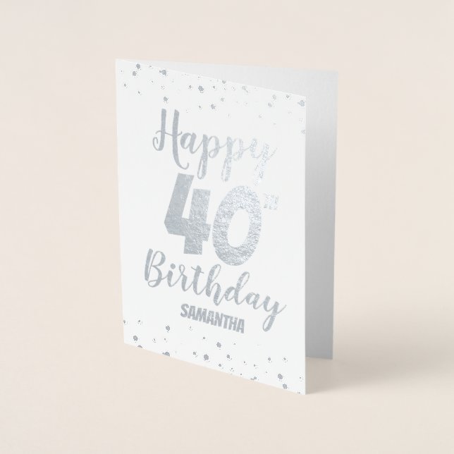 Dorée 40e Carte Foil Personnalisée Anniversaire (Devant)