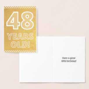 Dorée 48e anniversaire : Carte en feuille d'or avec un "