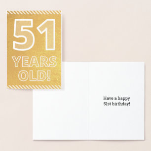 Dorée 51e anniversaire : audacieux "51 ans !" Carte Gold