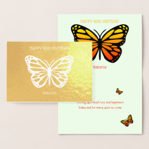 Dorée 60e anniversaire papillon ajouter carte de feuille