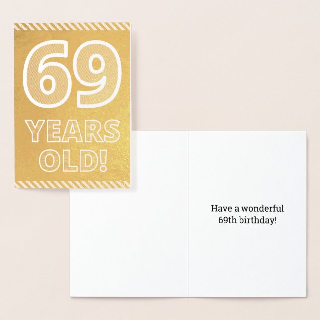 Dorée 69ème anniversaire : Bold "69 ans !" Carte Gold Fo (Affichage)