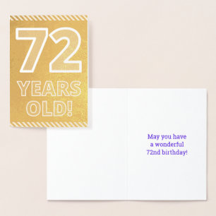 Dorée 72e anniversaire : audacieux "72 ans !" Carte Gold