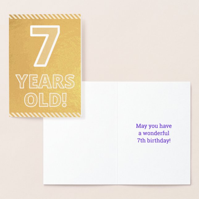 Dorée 7e anniversaire - Bold "7 ans !" Carte Gold Foil (Affichage)