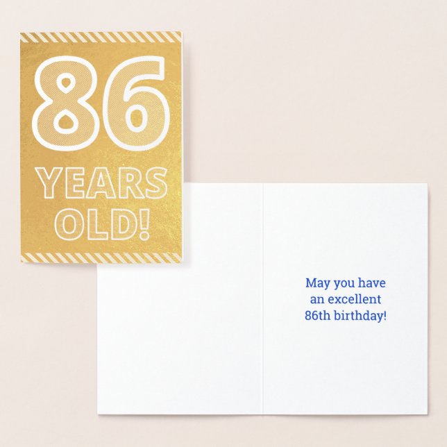 Dorée 86ème anniversaire : Bold "86 ans !" Carte Gold Fo (Affichage)