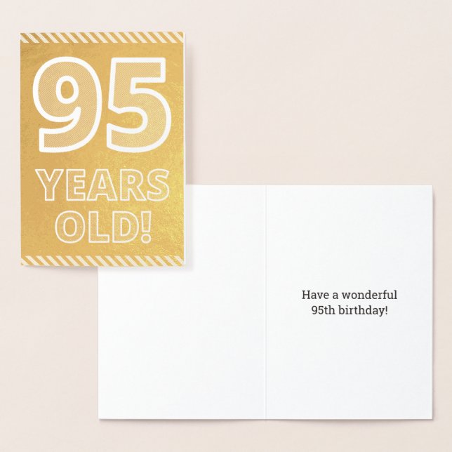 Dorée 95ème anniversaire : Bold "95 ans !" Carte Gold Fo (Affichage)