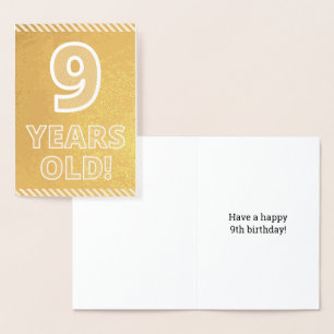Dorée 9e anniversaire - Audacieux "9 ans !" Carte Gold F