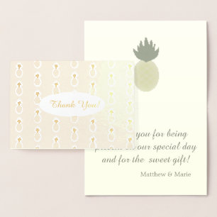 Dorée Artsy Pineappy Motif Gold Foil Carte de remercieme
