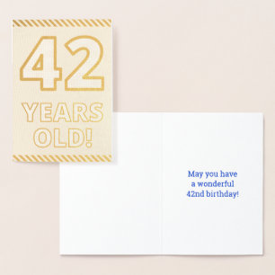 Dorée Audacieux, Huile D'Or "42 ANS !" Carte d'anniversa