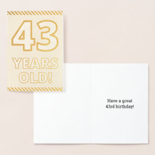 Dorée Audacieux, Huile D'Or "43 ANS !" Carte d'anniversa