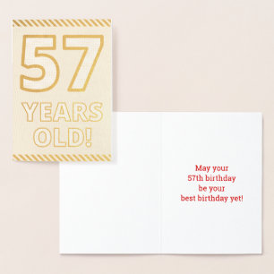 Dorée Audacieux, Huile D'Or "57 ANS !" Carte d'anniversa