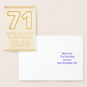 Dorée Audacieux, Huile D'Or "71 ANS !" Carte d'anniversa
