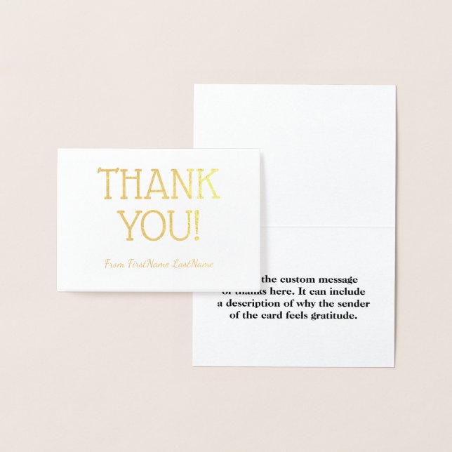 Dorée Basique et simple "MERCI !" Carte (Affichage)