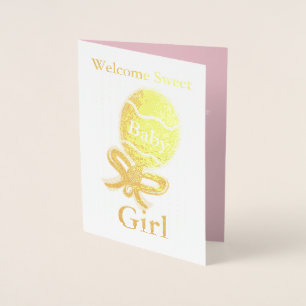 Dorée Bienvenue Baby Girl Gold Foil Carte de voeux
