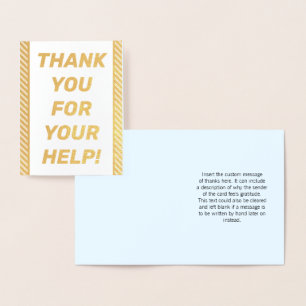 Dorée Bold Gold Foil "MERCI POUR VOTRE AIDE !" Carte