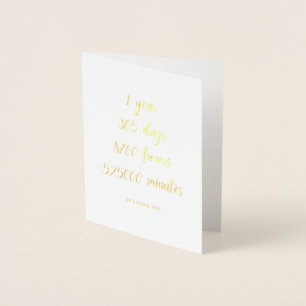 Dorée Bonne carte de voeux pour le premier anniversaire