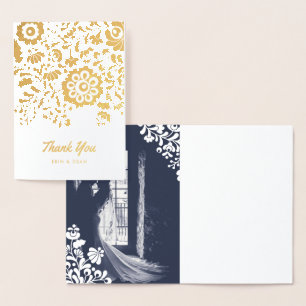 Dorée Broderie mexicaine Personnalisée en Carte photo in