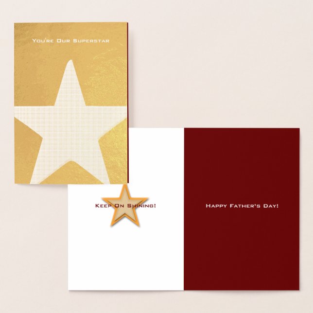 Dorée Carte à motif d'étoiles pour la fête des pères en  (Affichage)