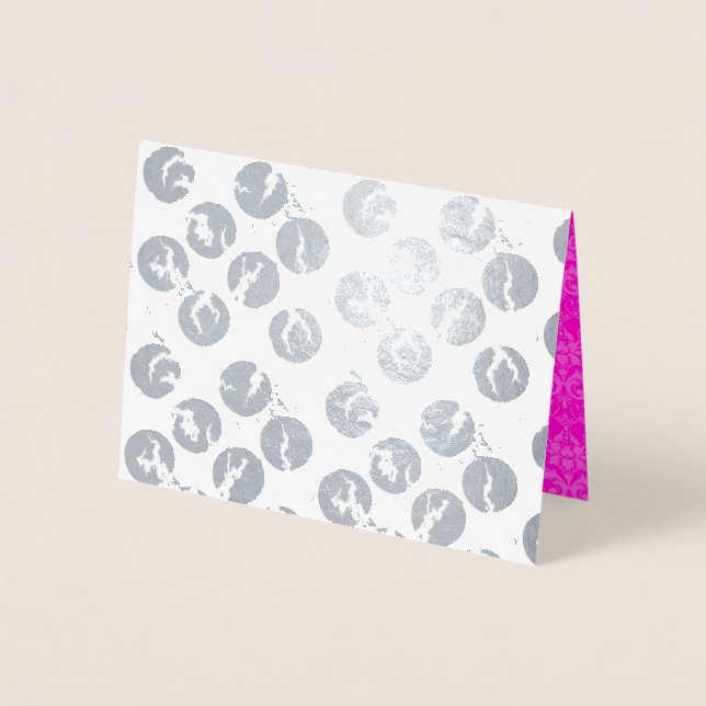 Dorée Carte à pois cassés  |  Impression feuille d'argen (Devant)