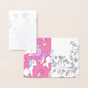 Dorée Carte amusements anniversaire licorne