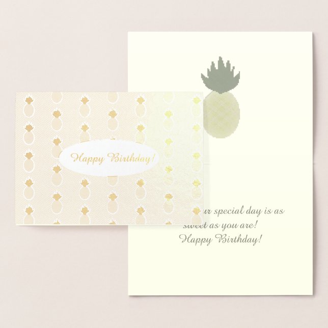 Dorée Carte Artsy Pineappy Motif Anniversaire Gold Foil (Affichage)