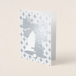 Dorée Carte blanche de Noël de la cloche d'argent et des