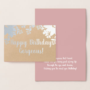 Dorée Carte botanique de rose en feuilleté véritable pou