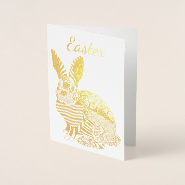 Dorée Carte Bunny Pâques Or (Devant)