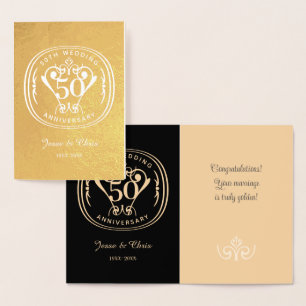 Dorée Carte d'affichage du 50e anniversaire du Mariage