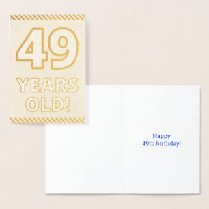 Dorée Carte d'anniversaire "49 ANS!" en dorure gras
