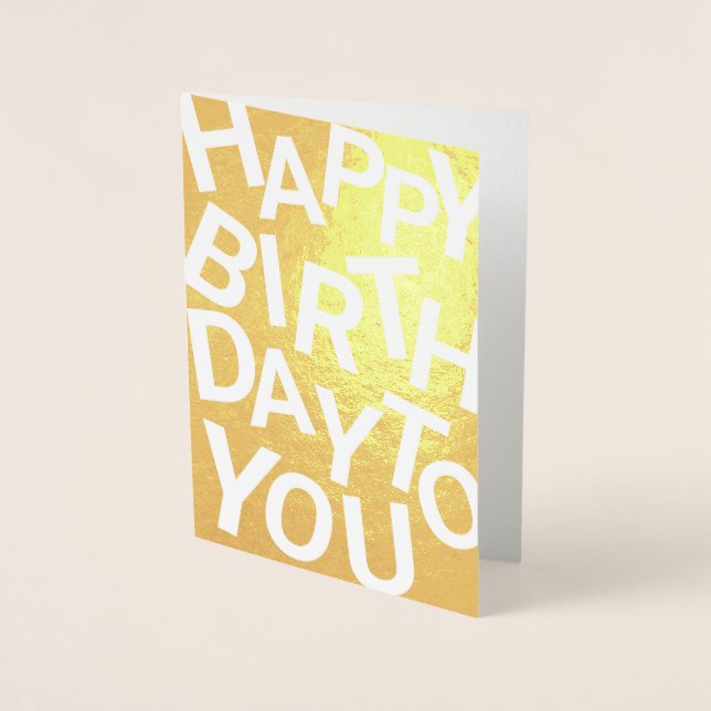 Dorée Carte d'anniversaire à lettres brouillées, Joyeux  (Devant)