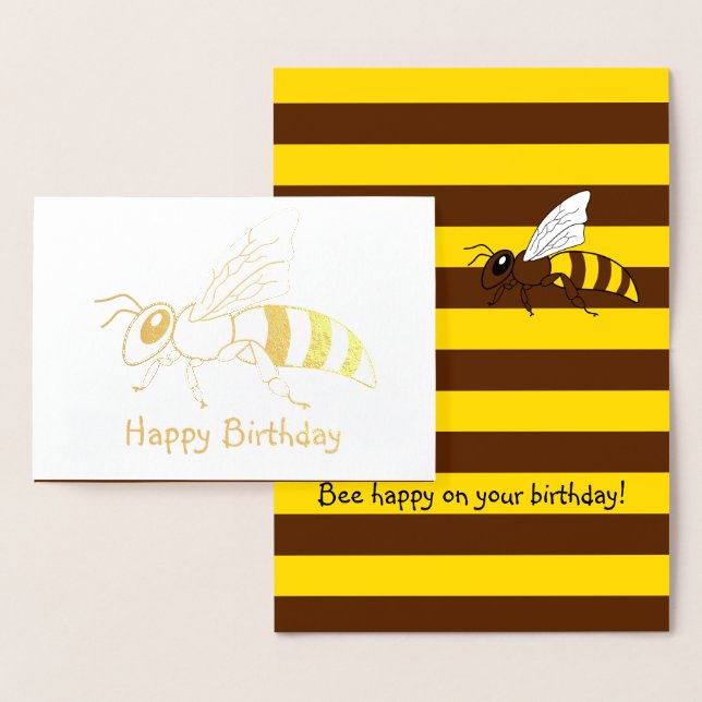 Dorée Carte d'anniversaire de la fête des abeilles (Affichage)
