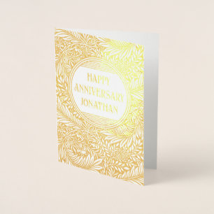 Dorée Carte d'anniversaire de l'huile d'or botanique pou