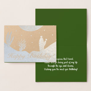Dorée Carte d'anniversaire Desert Cactus Dune et Doodles