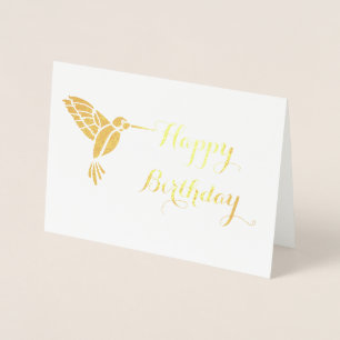 Dorée Carte d'anniversaire du colibri à huile