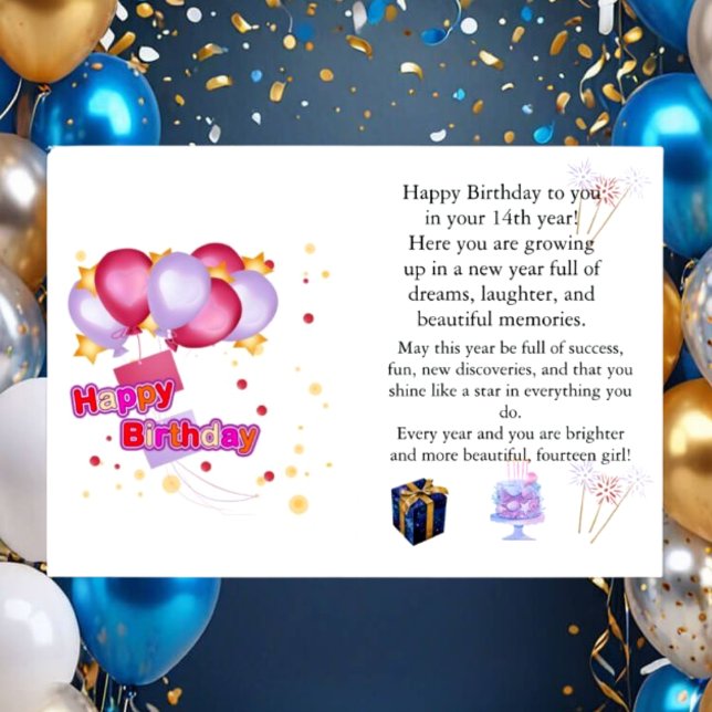 Dorée Carte d'anniversaire élégante pour elle – Message  (Créateur téléchargé)