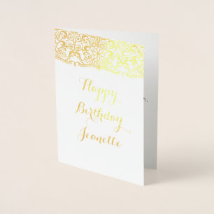 Dorée Carte d'anniversaire en feuille, carte d'anniversa