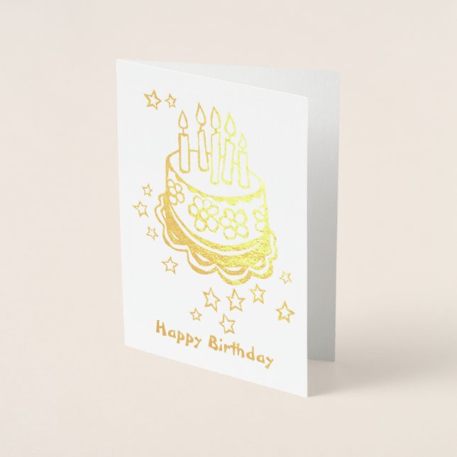 Dorée Carte d'anniversaire Foil au gâteau (Devant)