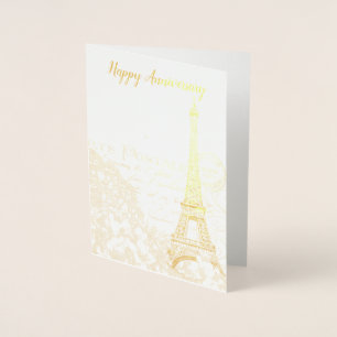 Dorée Carte d'anniversaire Paris Gold ou Silver Foil - p