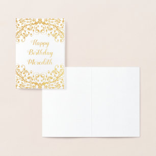 Dorée Carte d'anniversaire personnalisée Real Gold Foil