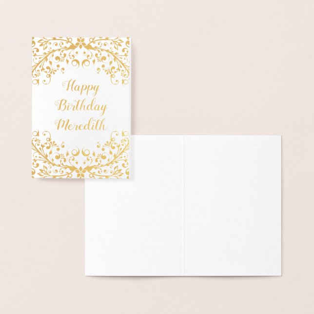 Dorée Carte d'anniversaire personnalisée Real Gold Foil  (Affichage)