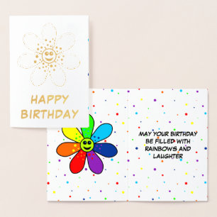 Dorée Carte d'anniversaire Rainbow Flower
