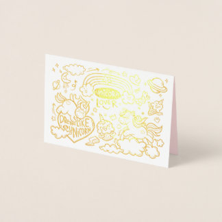 Dorée Carte d'anniversaire Unicorn et Pony