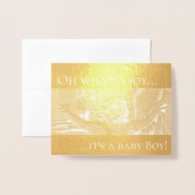 Dorée Carte d'annonce de naissance avec bébé (Devant avec enveloppe)