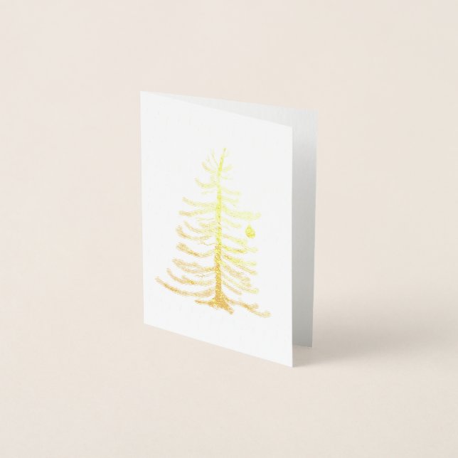 Dorée Carte d'arbre de Noël en papier (Devant)