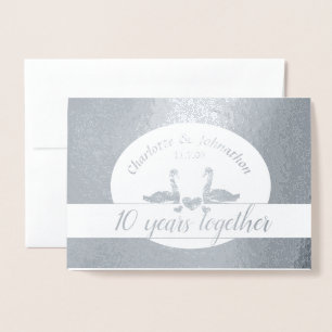 Dorée Carte de 10e anniversaire de mariage en étain avec