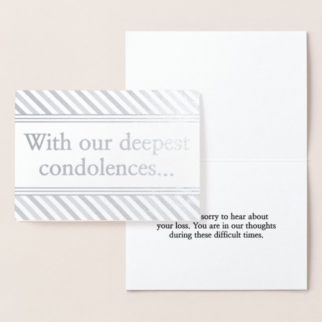 Dorée Carte de condoléances en argent personnalisée (Affichage)
