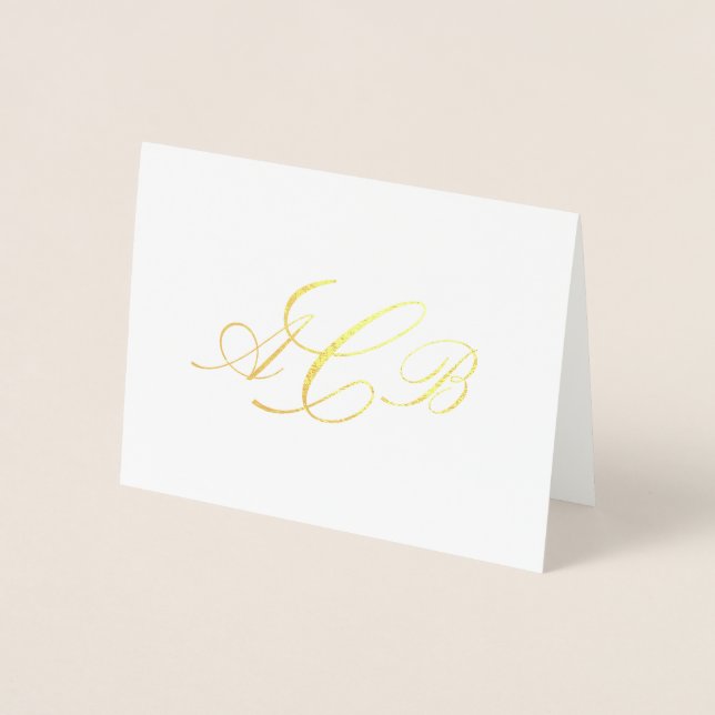 Dorée Carte de correspondance à monogramme classique mag (Devant)