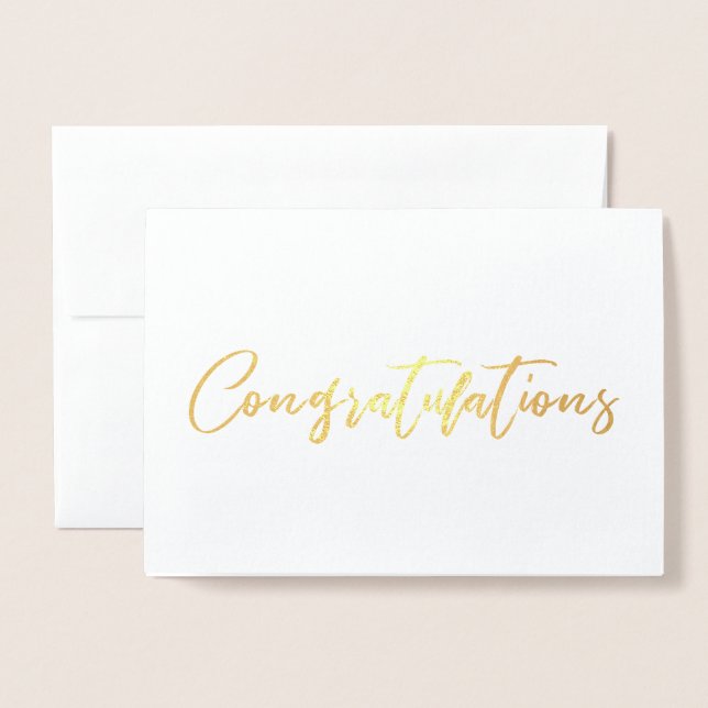 Dorée Carte de félicitations en calligraphie avec feuill (Devant avec enveloppe)