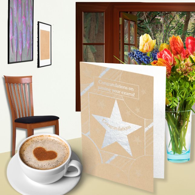 Dorée Carte de félicitations en feuille d'argent/or pour (A congratulations card for passing exams, whether at school, college, university or work.)
